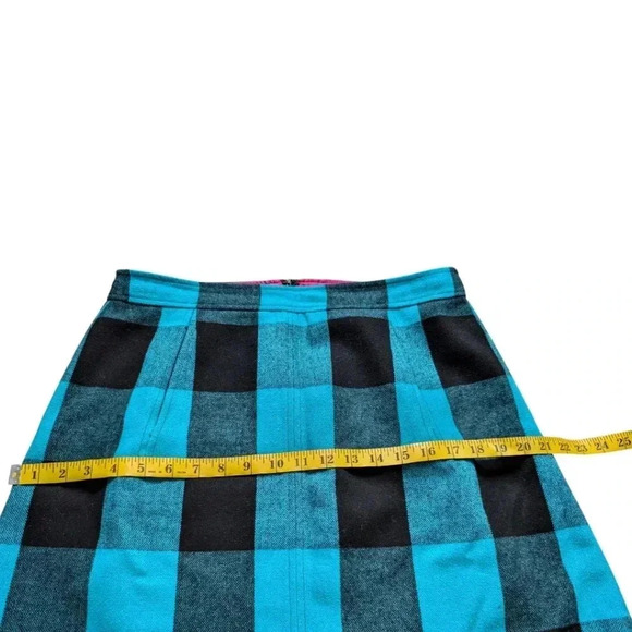 Banana Republic  Mini Skirt Turquoise Black Buffalo Plaid Check Women's size 10 - Picture 14 of 15
